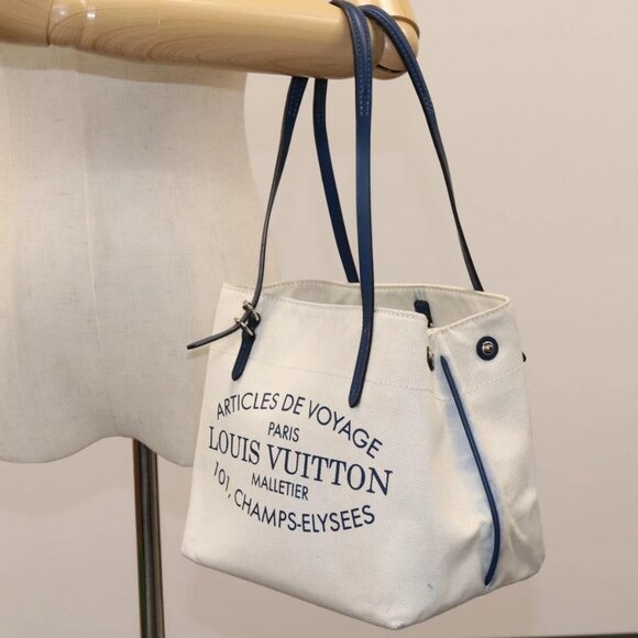 LOUIS VUITTON Cabas PM Tote Bag Canvas White Blue M94504 LV Auth ep5538 - Picture 14 of 16